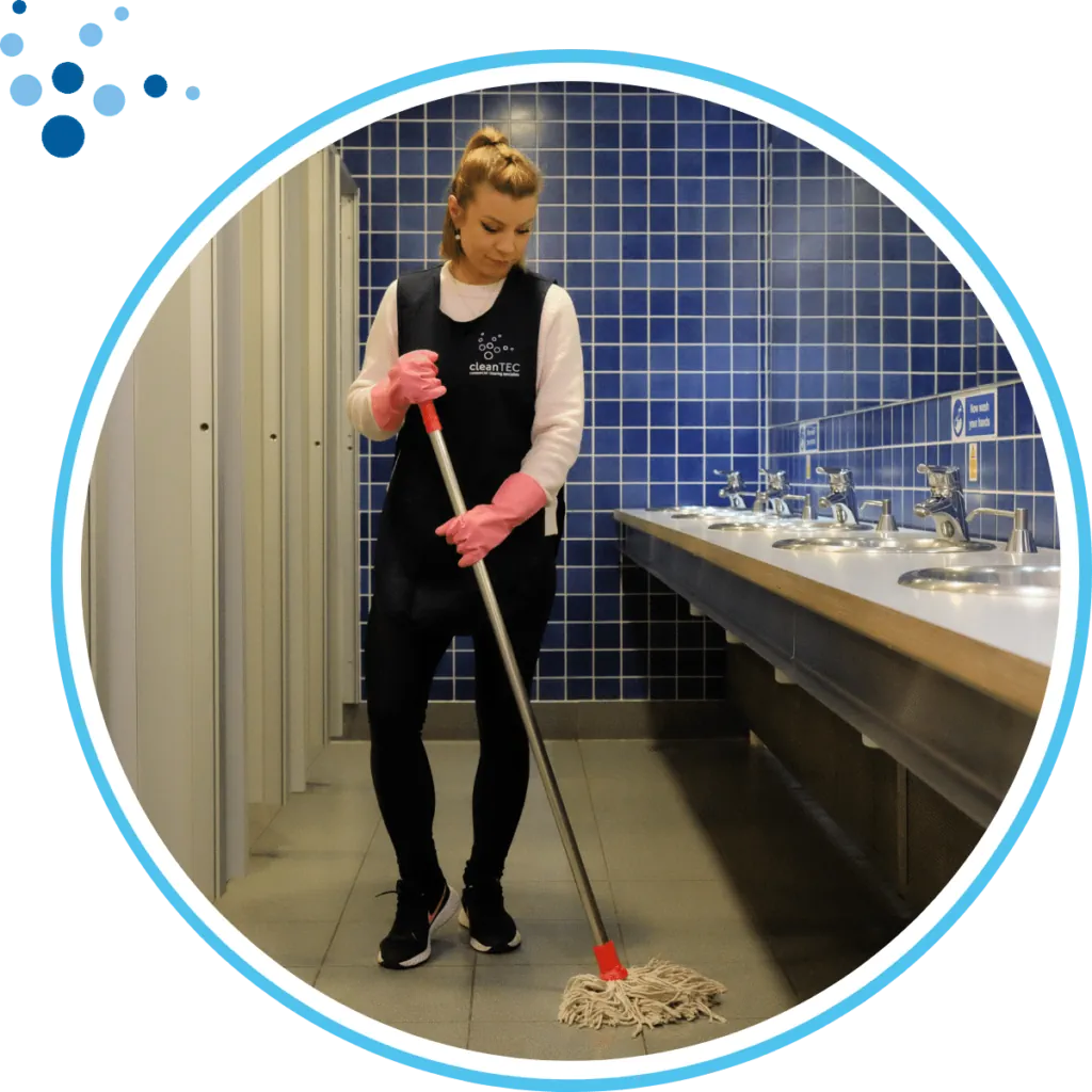 Industrial cleaning - sanitising bathroom